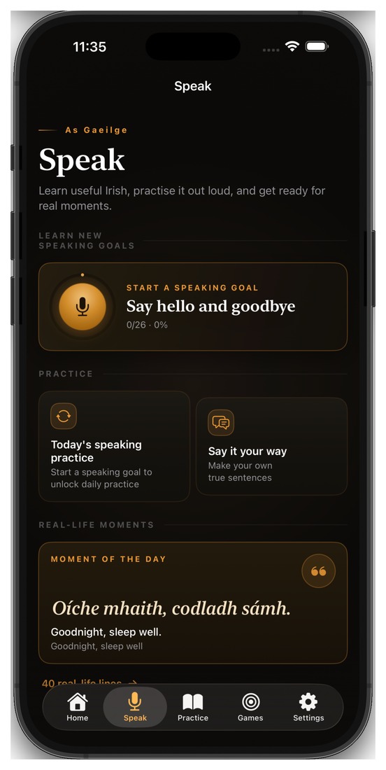 The Speak tab in blas.